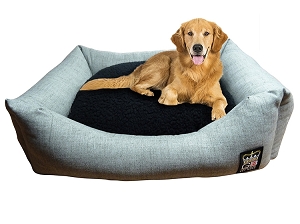 Classic Dog Settee Mineral & Black Fleece - Various Sizes